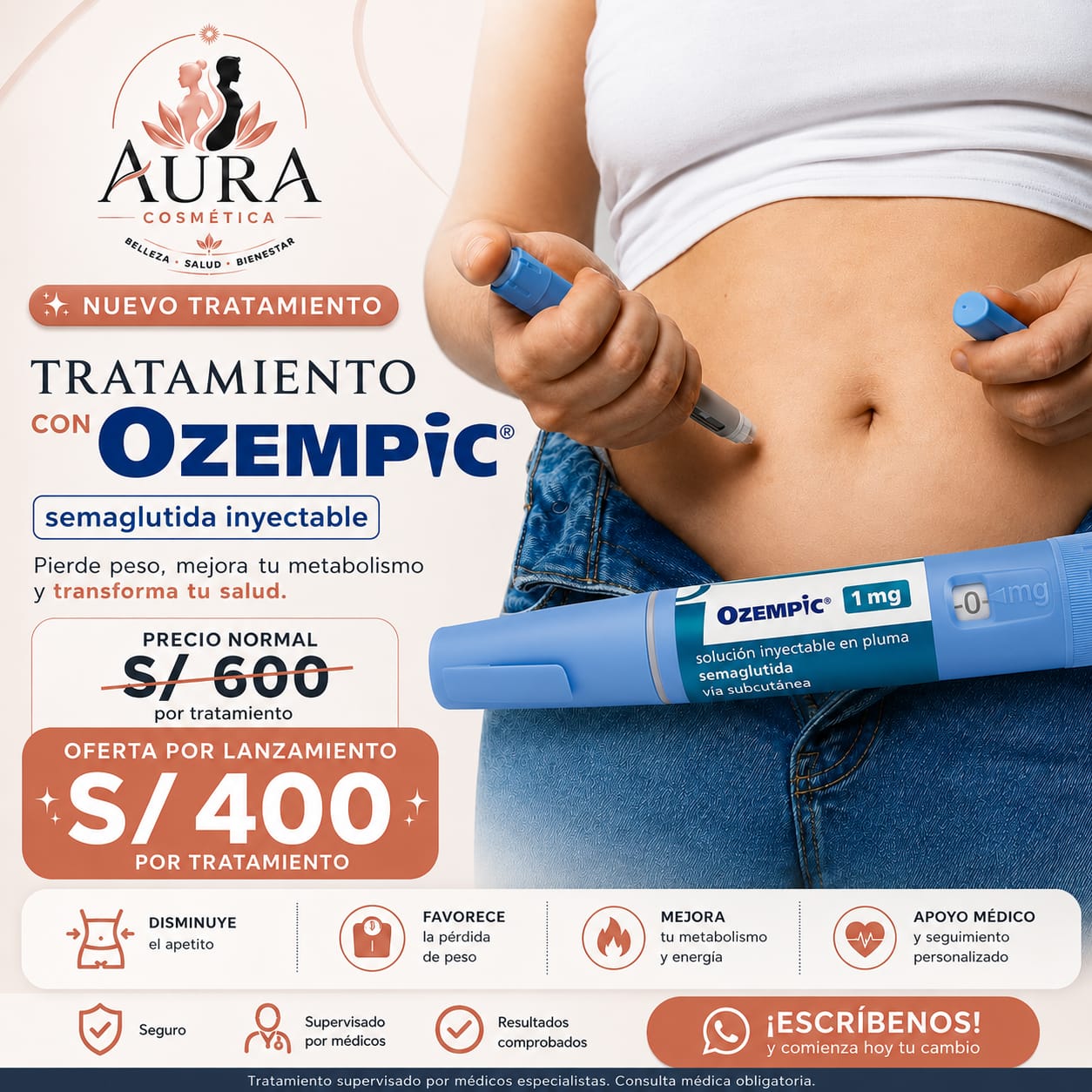 Tratamiento con Ozempic para bajar de peso en Perú